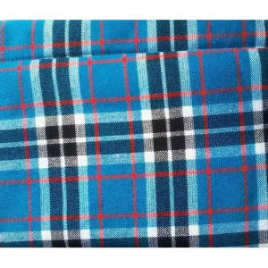 Light Blue, Black Checked with Red, Black, White Stripes Maasai Shuka