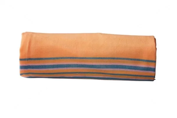 Apricot Orange with Blue and White Striped Kikoy Sarong