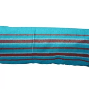 Azure Blue with Red, Yellow and Black Striped Kikoy Sarong