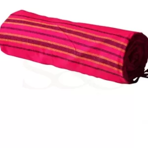 Magenta Pink with Yellow, Black, and Violet Striped Kikoy Sarong