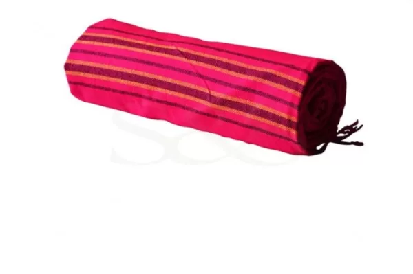 Magenta Pink with Yellow, Black, and Violet Striped Kikoy Sarong