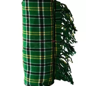 Green Checked with Black, White and Yellow Striped Kikoy Sarong