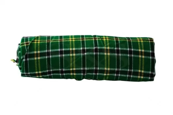 Green Checked with Black, White and Yellow Striped Kikoy Sarong