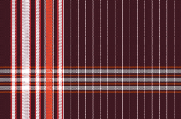 Maroon with White, Grey, Orange and Black Striped Kikoy Sarong