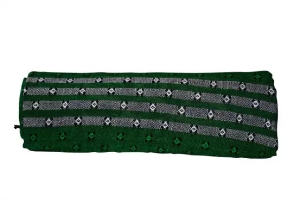 Dark Green with Gray and Line Stripes with Embedded Patterns Kikoy Sarong