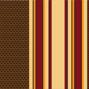 Brown Honey Comb Pattern with Red, Yellow, Black and Fire Orange Stripes with Embedded Patterns Kikoy Sarong