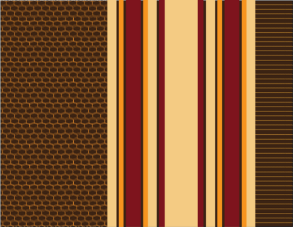 Brown Honey Comb Pattern with Red, Yellow, Black and Fire Orange Stripes with Embedded Patterns Kikoy Sarong