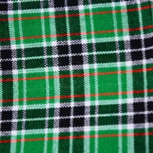 Green Checked with Black, Red, Forest Green and White Striped Kikoy Sarong