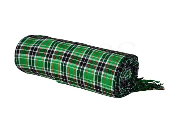 Green Checked with Black, Red, Forest Green and White Striped Kikoy Sarong