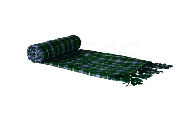 Green Checked with Navy Blue and White Striped Kikoy Sarong