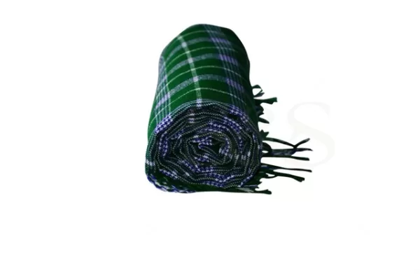 Green Checked with Navy Blue and White Striped Kikoy Sarong