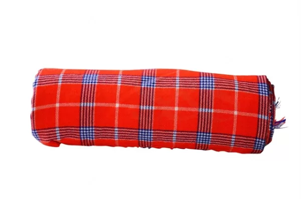 Candy Apple Red Checked with Navy Blue and White Striped Kikoy Sarong