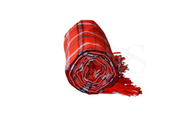 Candy Apple Red, White Checked with Black and Blue Stripped Kikoy Sarong