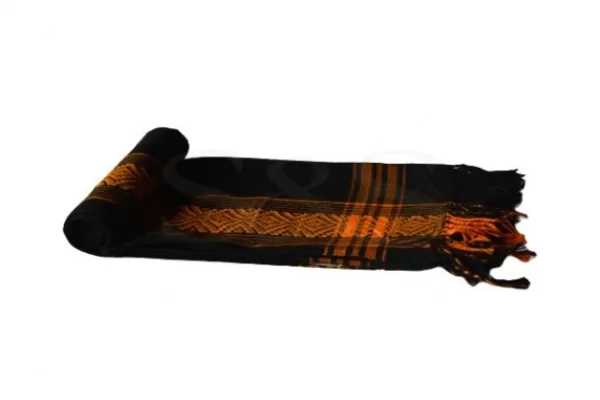 Black with Orange Decorative Stripes Kikoy Sarong