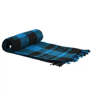 Azure Blue and Black Checked with Azure Blue and Black Stripped Kikoy Sarong