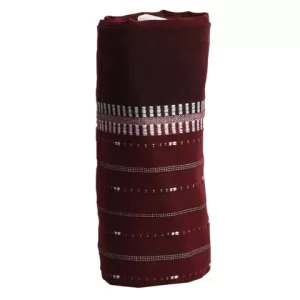 Maroon and Mahogany Red with Decorative White and Black Stripes Kikoy Sarong