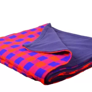 Blue, Pink and Orange Boxed Maasai Shuka Fleece Blanket