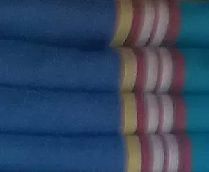 Cyan Blue, Bluish Cyan with Orange, Pinkish Red, White and Dark Blue Grey Stripes Cotton Kikoy