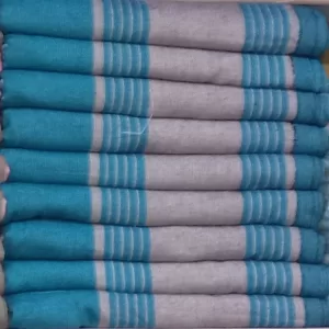 Deep Aqua, Grey with Bluish Cyan and Grey Stripes Cotton Kikoy