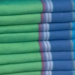 Green , Light Navy Blue, Water Blue with White, Purple, and Yellow Stripes Cotton Kikoy