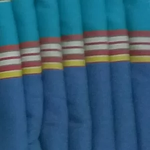 Navy Blue, Ocean Blue with Yellow, White, Red and Bluish Cyan Striped Cotton Kikoy