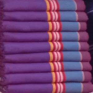 Purple Magenta, Tealish Blue with Yellow, White, Red and Reddish Magenta Stripes Kikoy