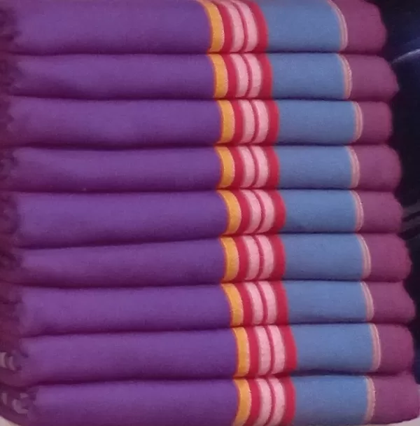 Purple Magenta, Tealish Blue with Yellow, White, Red and Reddish Magenta Stripes Kikoy