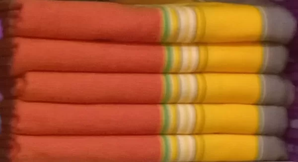 Red Orange, Yellow with Yellow, White, Green and Red Orange Stripes Kikoy